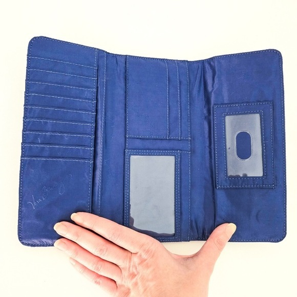 Vera Bradley Blue & Green Striped Katalina Showers Trifold Wallet - Picture 4 of 6